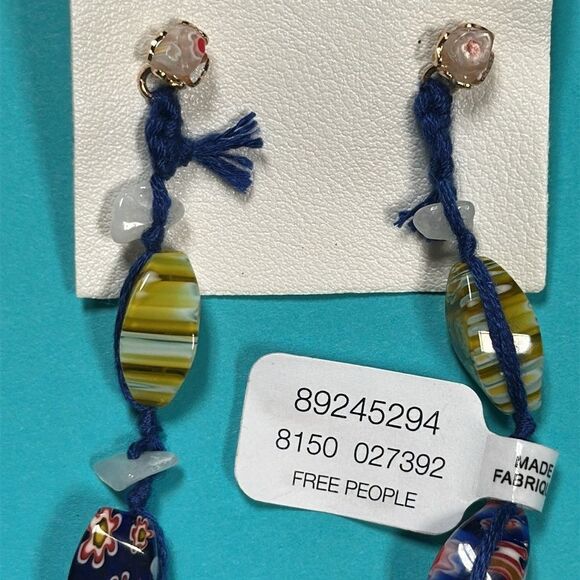 New Free People x Ariana Ost Voyage Dangle Earrings Glass Beads Long - Picture 3 of 5